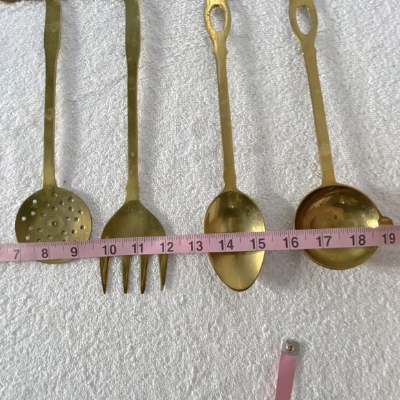 Vintage Brass Utensil Set With Hanger Strip - Picture 3 of 7